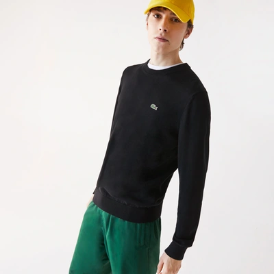 Shop Lacoste Crew Neck Cotton Sweater - L - 5 In Black