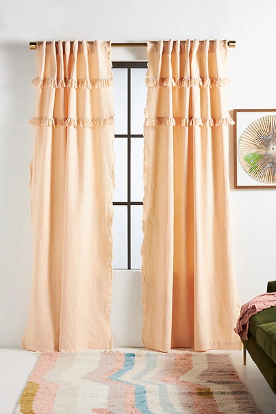 Shop Anthropologie Tasseled Cassie Curtain By  In Pink Size 108"
