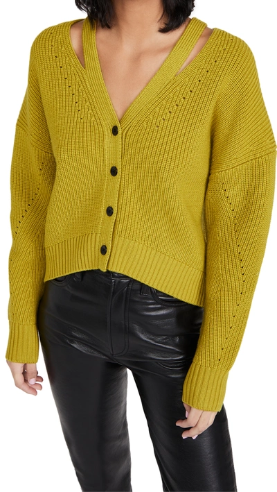 Shop Proenza Schouler White Label Knit Cardigan With Button Back In Acid Green