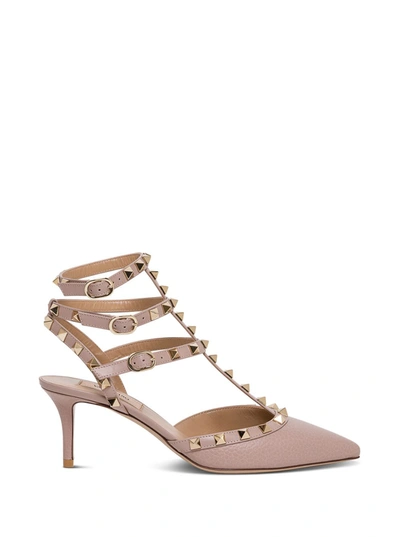 Shop Valentino Rockstud Pumps With Straps In Pink