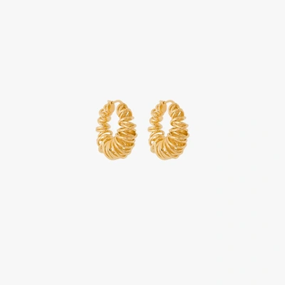 Shop Bottega Veneta Gold-plated Coil Hoop Earrings