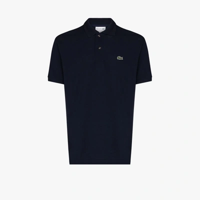 Shop Lacoste Logo Detail Cotton Polo Shirt In Blue