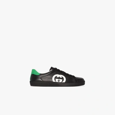 Shop Gucci Ace Leather Sneakers In Black