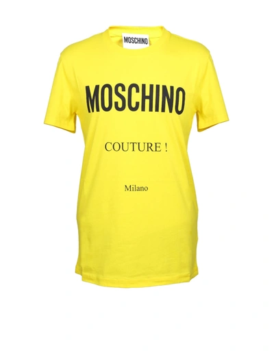 Shop Moschino Couture Milan T-shirt In Cotton In Yellow