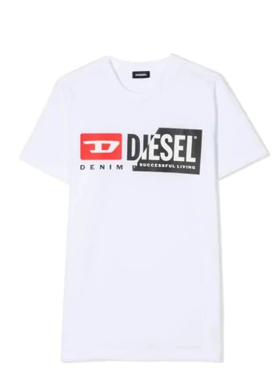 Shop Diesel Print T-shirt In Bianca