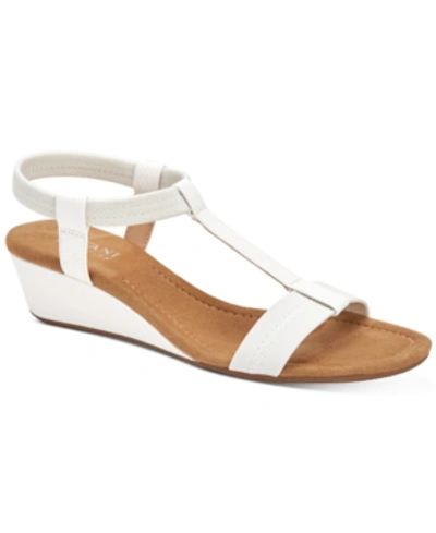 Shop Alfani Women's Step 'n Flex Voyage Wedge Sandals, Created For Macy's Women's Shoes In White Snake