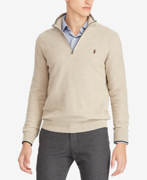 mens tan quarter zip sweater