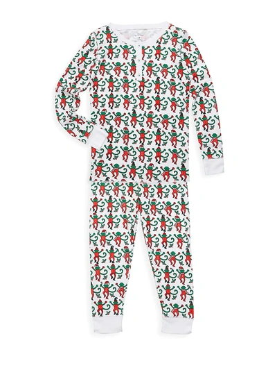 Shop Roller Rabbit Kid's Monkey Mas Two-piece Pajamas In Green