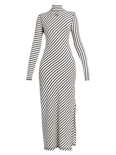 Shop Loewe Women's Multi-stripe Jersey Maxi Dress In Navy White