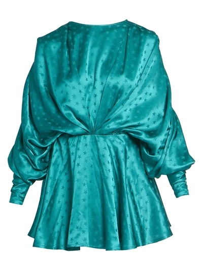 Shop Attico Women's Stars Jacquard Ruched Mini Dress In Peacock