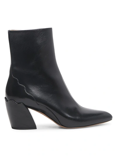 Shop Chloé Women's Laurena Leather Ankle Boots In Black