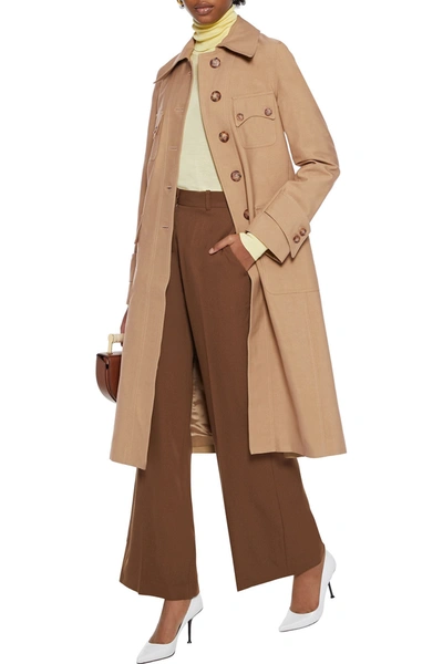 Shop Victoria Beckham Cotton-blend Drill Coat In Taupe