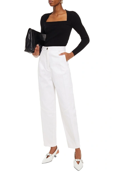 Shop Victoria Beckham High-rise Tapered Jeans In White