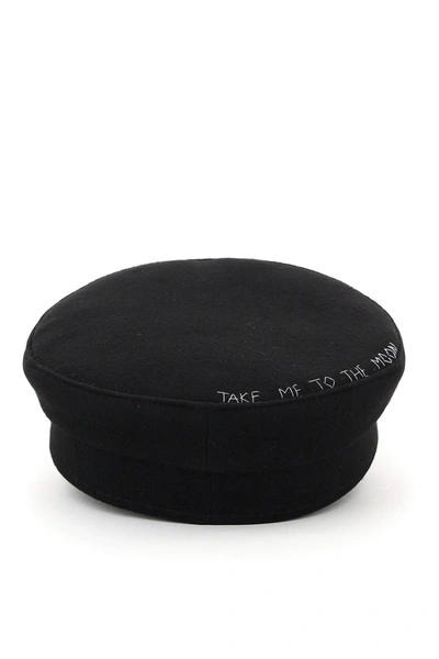 Shop Ruslan Baginskiy Baker Boy Hat With Baginskiy Stars Embroidery In Black