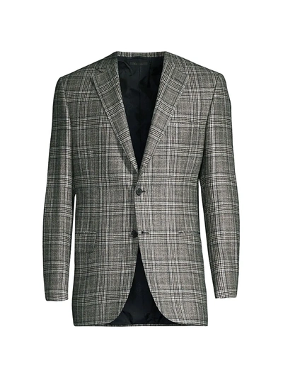 Shop Brioni Glen Plaid Wool-blend Sportcoat In Navy Beige