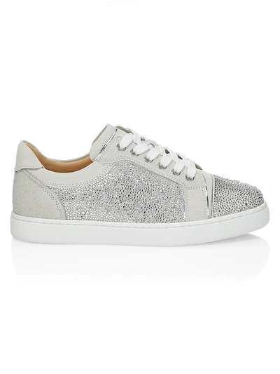Shop Christian Louboutin Vieira Crystal-embellished Leather Sneakers In Version Lu