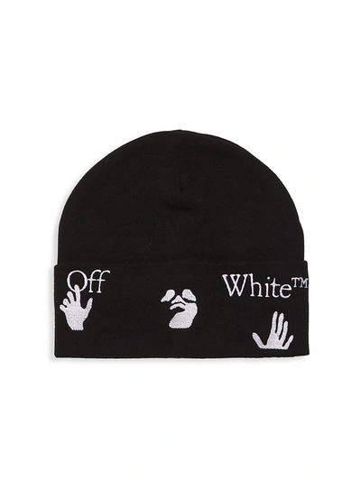 Shop Off-white Logo Wool Beanie In Black White