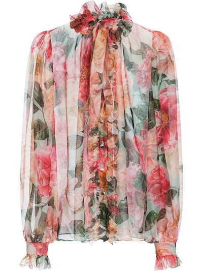 Shop Dolce & Gabbana Floral-print Blouse In Pink