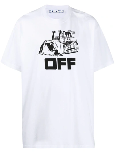 Shop Off-white Excavator-print Logo T-shirt In White