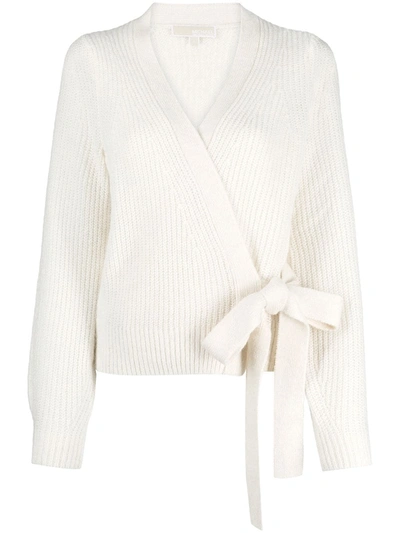 Shop Michael Michael Kors Chunky Knit Wrap Cardigan In White