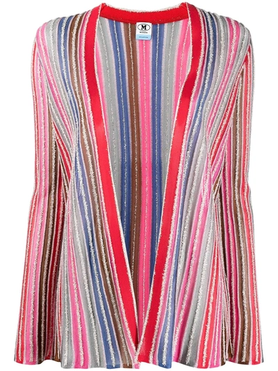 Shop M Missoni Textured Striped Knit Cardigan In Pink