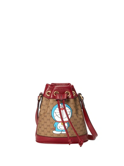 Gucci X Doraemon Mini Bucket Bag In Neutrals