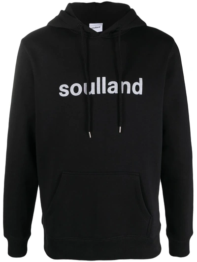 Shop Soulland Logo Print Hoodie In Black