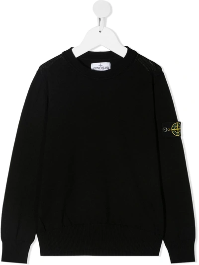 Shop Stone Island Junior Logo Patch Sweatshirt In Black