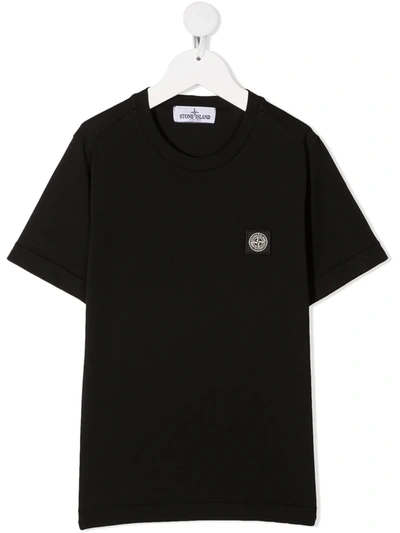 Shop Stone Island Junior Embroidered Logo Patch T-shirt In Black