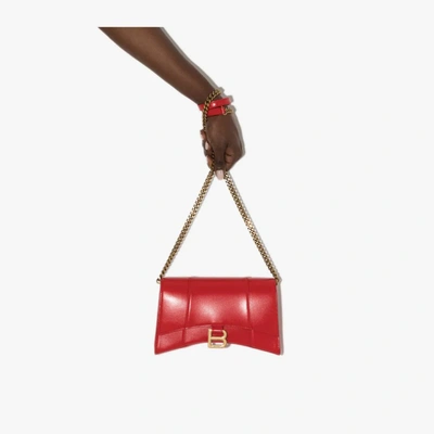 Shop Balenciaga Red Hourglass Leather Cross Body Bag
