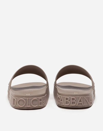 Shop Dolce & Gabbana Rubber Beachwear Sliders With D&g Logo