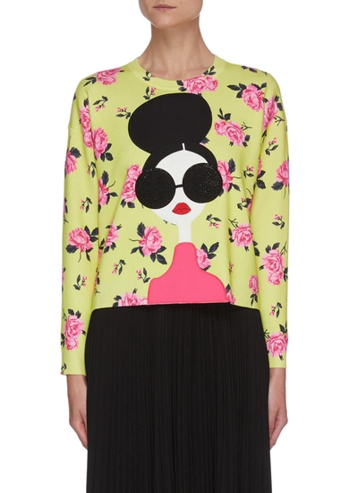 Alice And Olivia Gleeson Stace Face' Floral Print Sweater In Multi