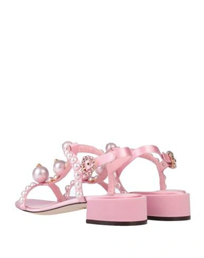 Shop Dolce & Gabbana Woman Sandals Pink Size 6 Viscose, Silk