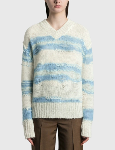 Shop Acne Studios Keren Irregular Stripe Knit Pullover In White