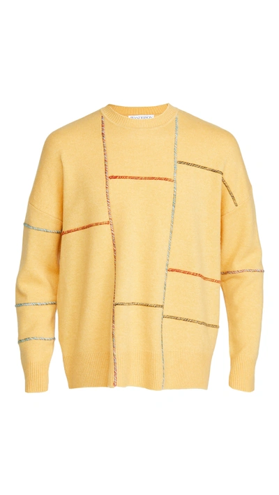 Shop Jw Anderson Patchwork Darning Sweater In Yellow
