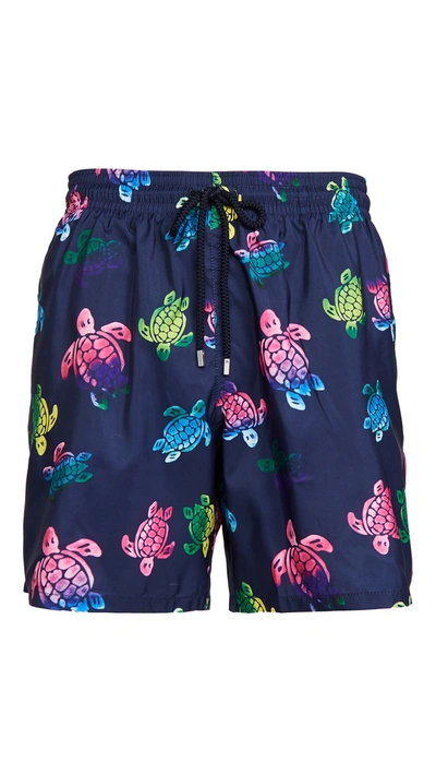 Shop Vilebrequin Multicolor Turtle Mahina Shorts In Bleu Marine
