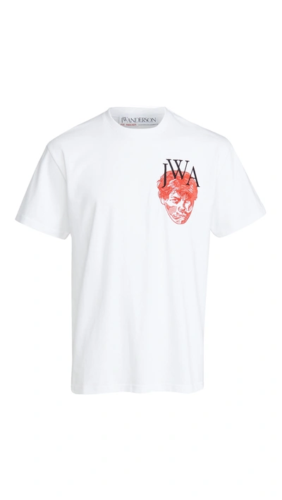 Shop Jw Anderson Embroidered Face Jwa T-shirt In White