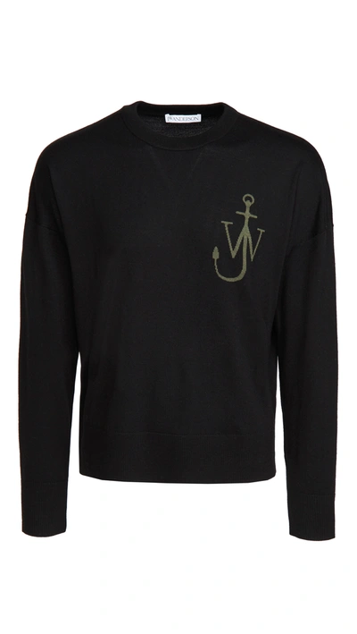 Shop Jw Anderson Anchor Crew Neck Sweater In Black