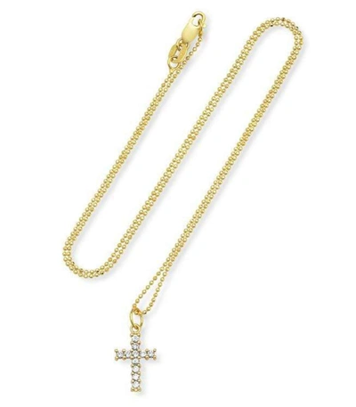 Shop Andrea Fohrman Diamond Cross Necklace In Ylwgold
