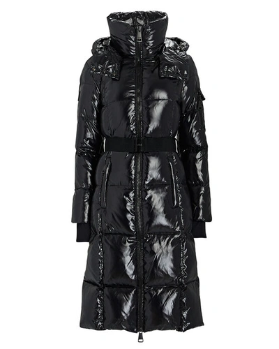 Shop Sam Noho Belted Puffer Coat In Black