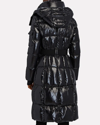 Sam Savannah Shearling Collar Hooded Puffer Coat In Black