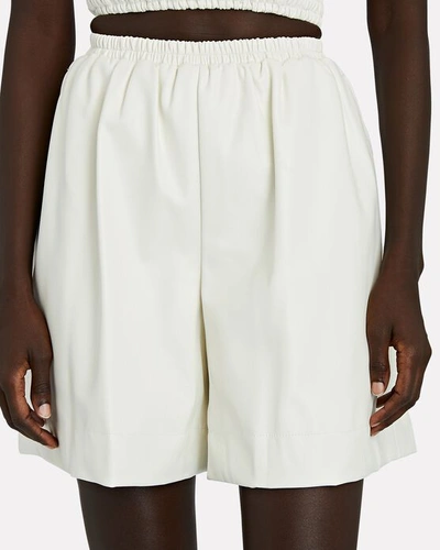 Shop Staud Clark Vegan Leather Shorts In Ivory