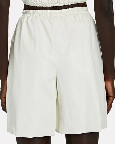 Shop Staud Clark Vegan Leather Shorts In Ivory