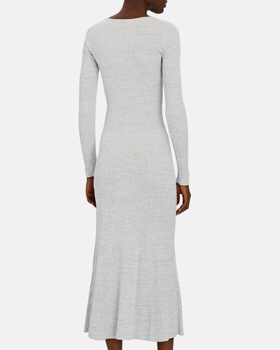 Shop Anna Quan Halle Rib Knit Cut-out Midi Dress In Grey-lt