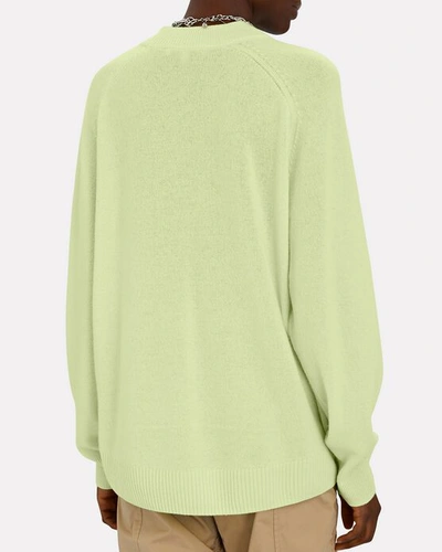 Shop Tibi Featherweight Cashmere Crewneck Sweater In Light Green