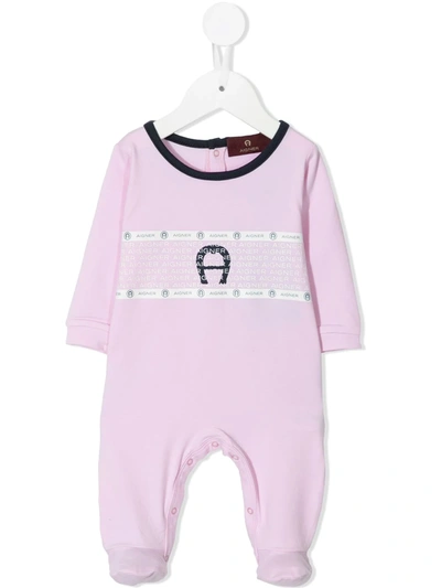 Shop Aigner Logo-print Babygrow In Pink