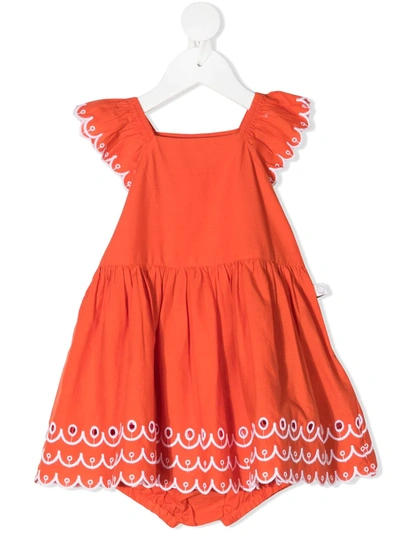 Shop Stella Mccartney Embroidered Dress Set In Orange