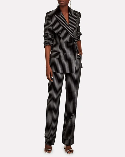 Shop Victoria Beckham Striped Straight-leg Trousers In Black