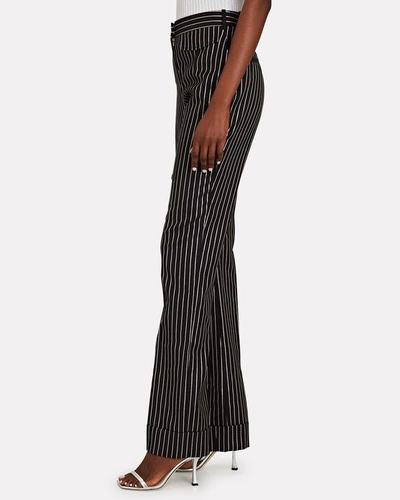 Shop Victoria Beckham Striped Straight-leg Trousers In Black