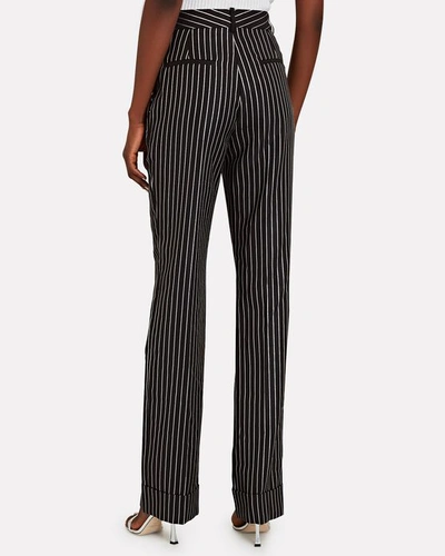 Shop Victoria Beckham Striped Straight-leg Trousers In Black